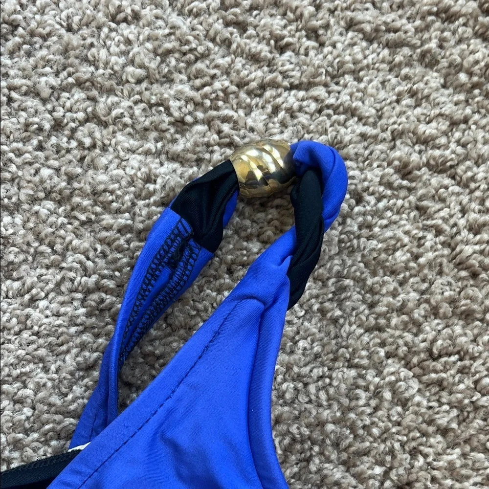 Elegant Blue and Black Women's One Piece Swimsuit